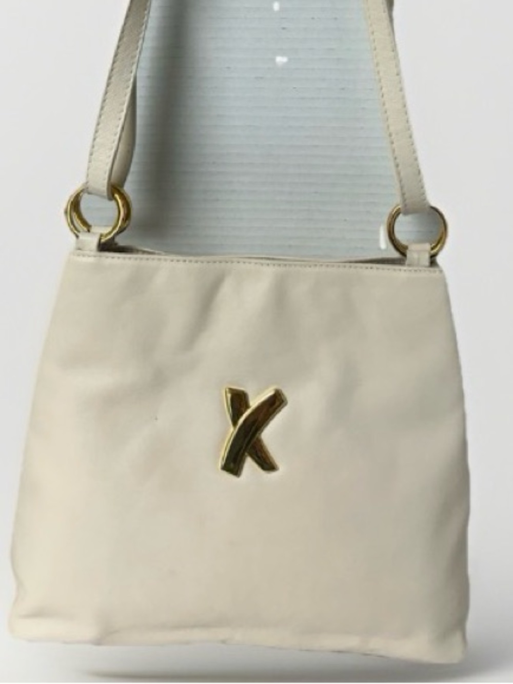 Iconic X Logo Paloma Picasso Cream made in Italy Leather Crossbody Bag Vintage